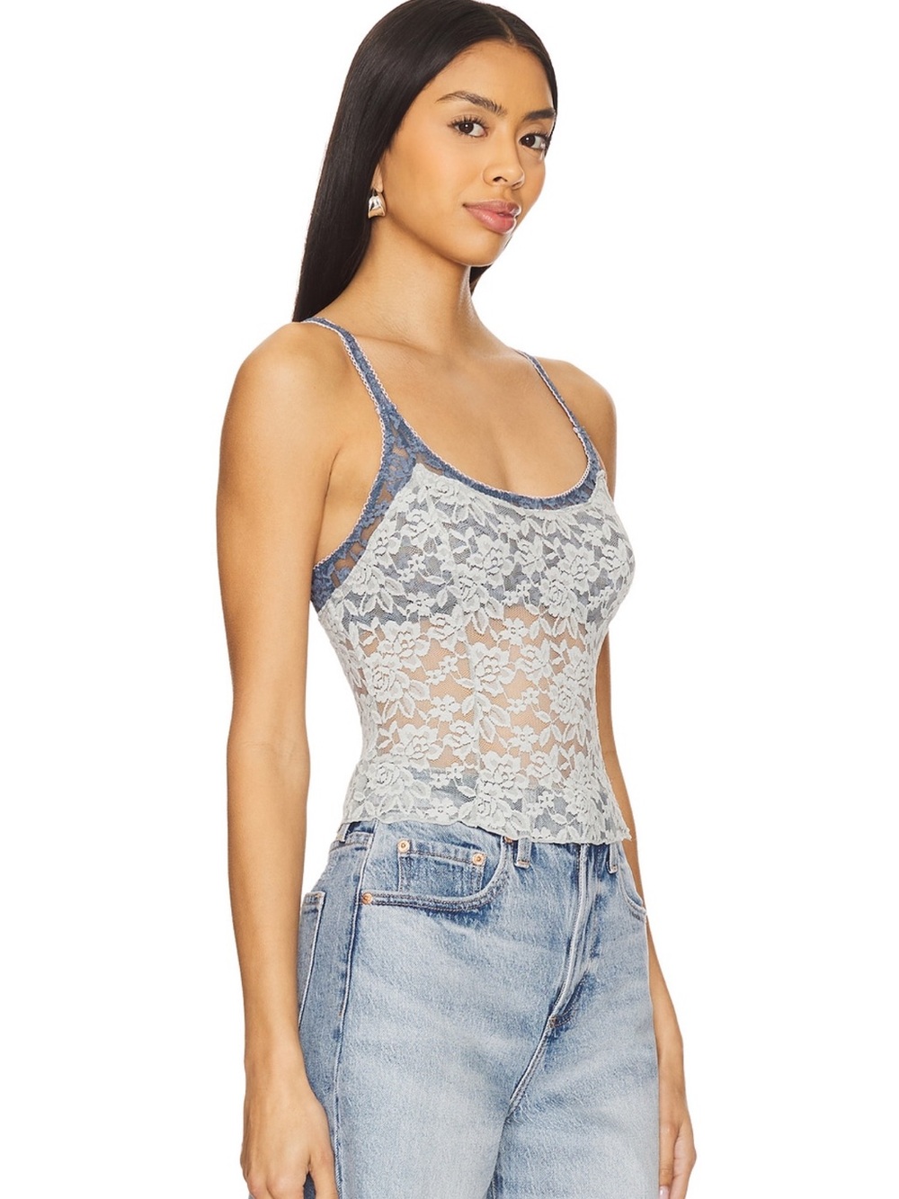 Free people Lace Camisole Tank Top - Light Blue - Picture 2 of 6